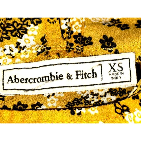 Abercrombie Fitch XS Mustard Paisley Floral Long Sleeve Ruffle Sheer Light Blous - Picture 10 of 14